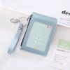 New Zipper Bag Card Badge Holder PU Leather with Hand Rope Coin Purse Card Case Office Supplies