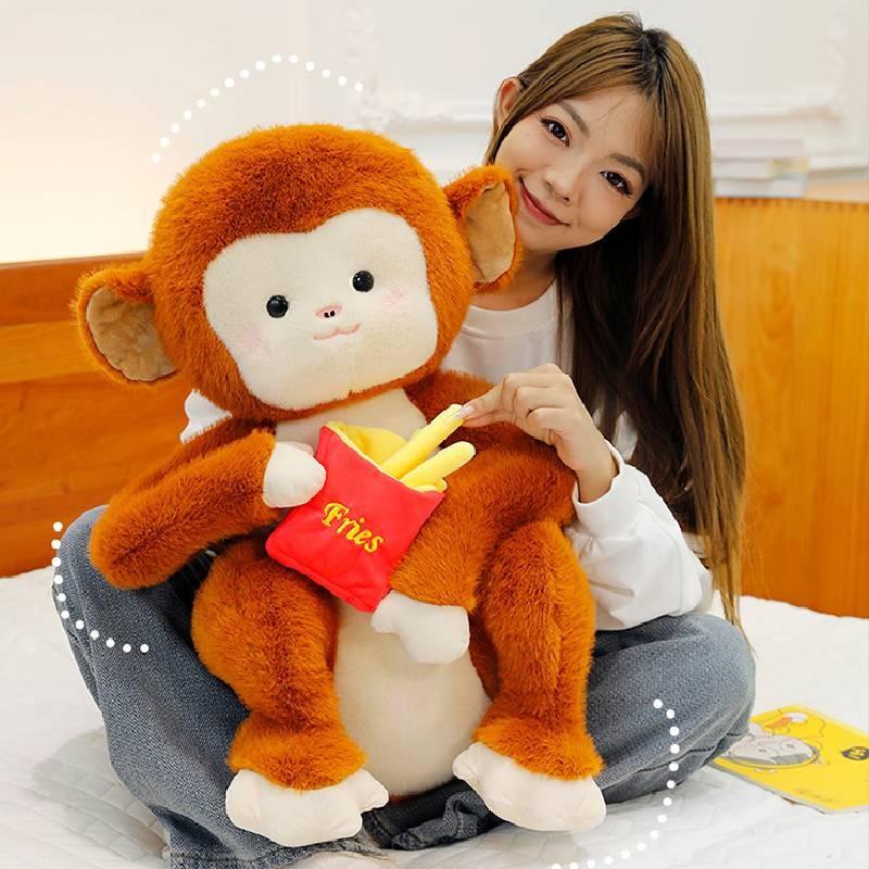 Plush Toys Monkey French Fries Golden Monkey Cartoon Animals Fill Doll Gift Toy