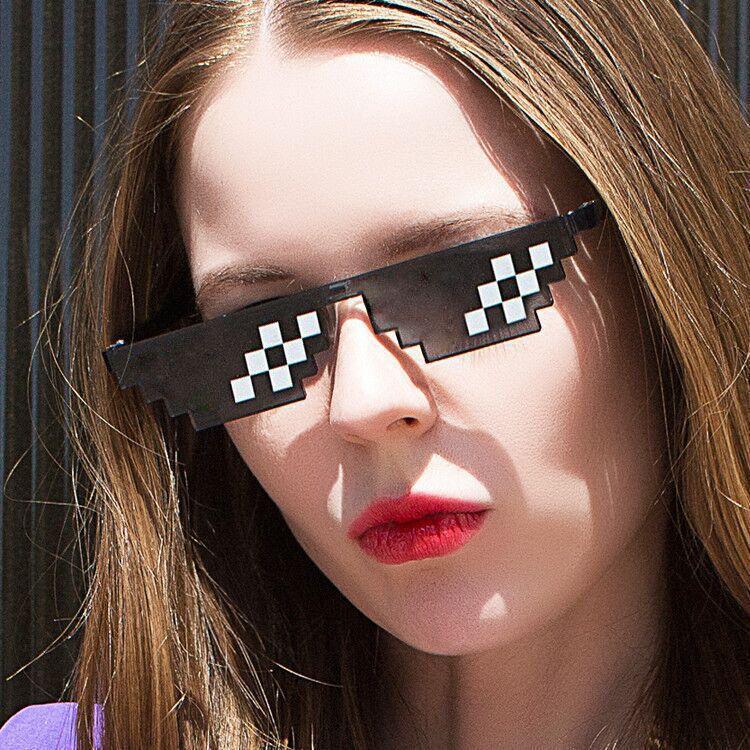 Square Glasses, Two-Dimensional Acting Artifact Sunglasses, Coded Rectangular Pixel Glasses Douyin Kuaishou