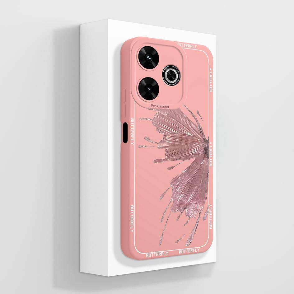 Pentru Redmi 12 13 14 13C 13R 14C 14R 4G 5G Huse Huse Flori cool Estetică Fluture Protecție pentru cameră Silicon lichid moale Potrivit pentru bara de protecție Redmi