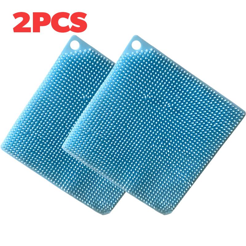 2Pcs Thickened Silicone Cleaning Brush Kitchen Dishwashing Cleaning Brushes Pot Pan Sponge Scrubber Fruit Vegetable Cleaner New