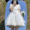Japanisches süßes süßes Mädchen-Lolita-Kleid mit Puffärmeln, weißes Kawaii-Tutu-Prinzessinnenkleid, Lolita-Feenkleid, koreanisches weißes Kleid