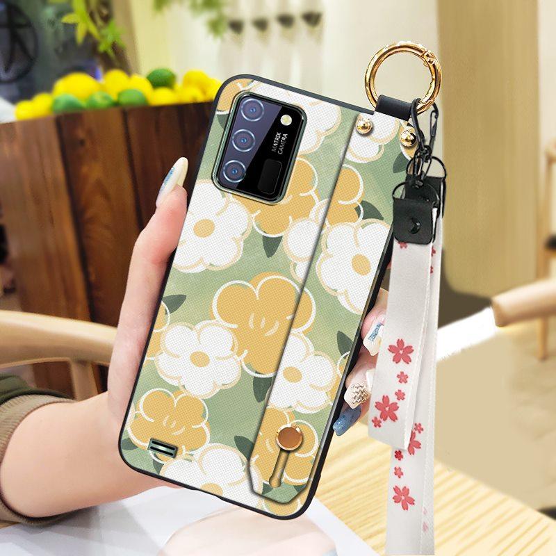 Phone Holder Kickstand Phone Case For Oukitel C25 Dirt-resistant Fashion Design Waterproof Wrist Strap Oil Painting Ring