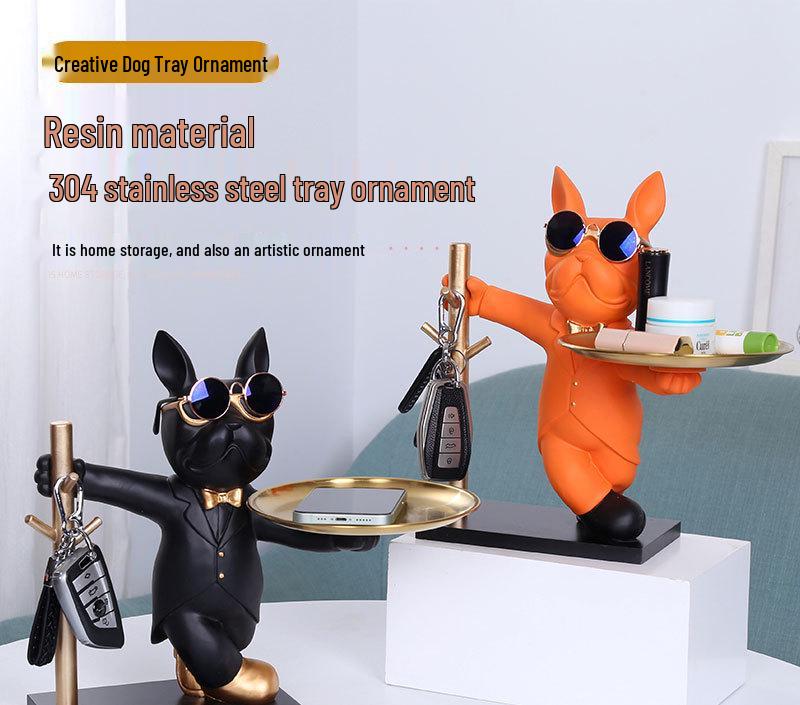 Französische Bulldogge Ornament Tablett - Heimdeko Schlüsselhalter