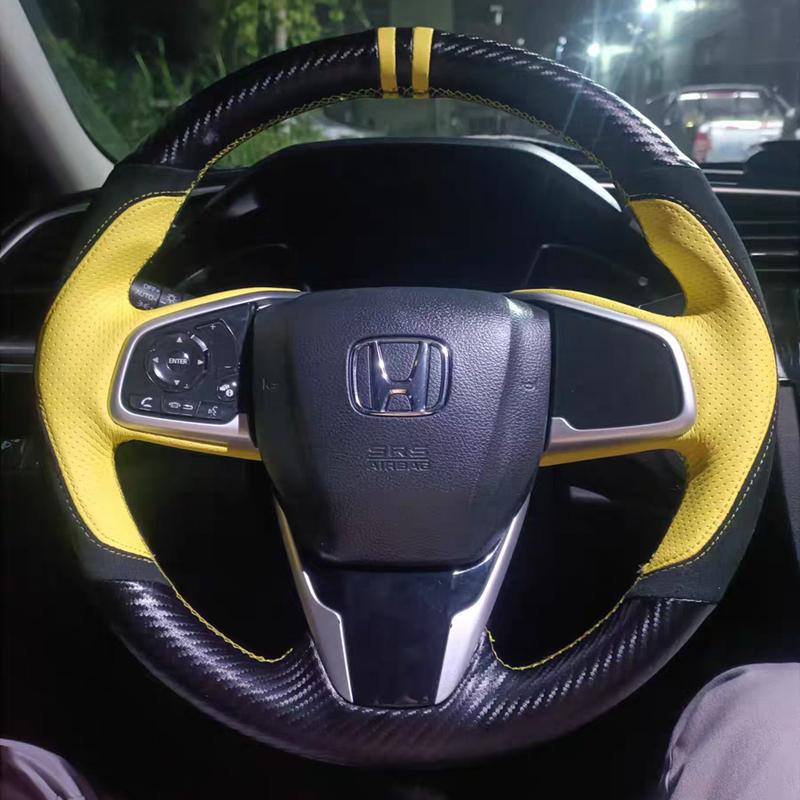 

Custom DIY Car Steering Wheel Cover 100% Fit For Honda Civic 10th Gen 2016 2017 2018 Auto Interior Accessories Steering Wrap жёлтый