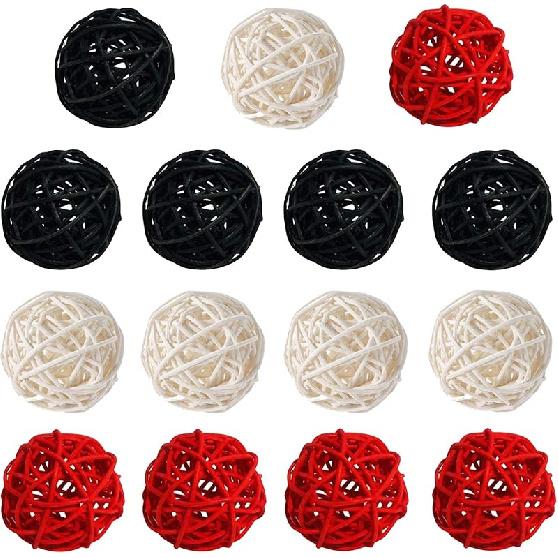 15 Pieces Wicker Rattan Balls Decorative Orbs Vase Fillers for Craft, Party, Wedding Table Decoration, Baby Shower, Aromatherapy Accessories, 2 Inch