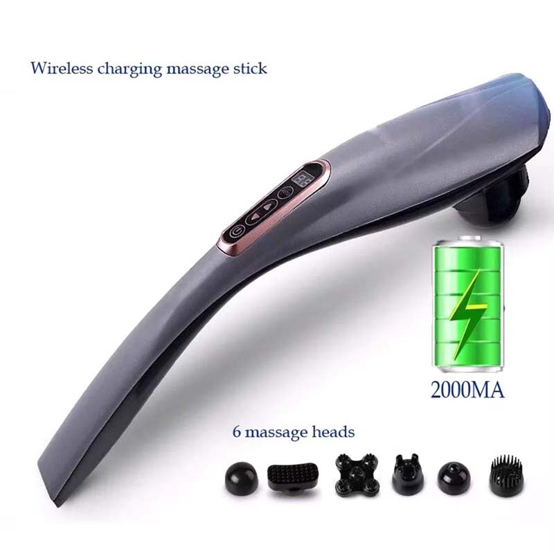 Personal Handheld 6 Massage Head Cordless Electric Deep Tissue Percussion Muscle Stick Massage Vibration Fitness Massager