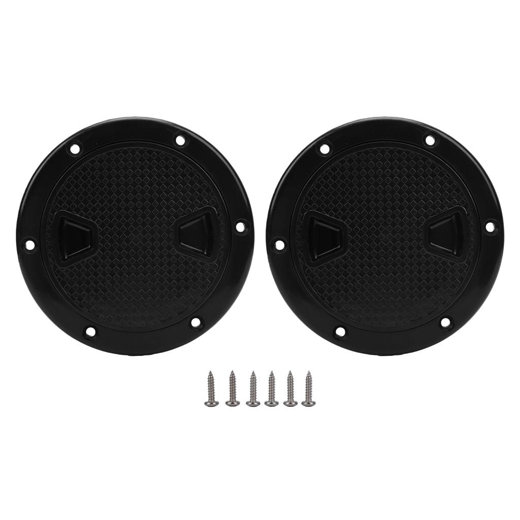 2pcs 4 Inch Round Boat Hatch with Detachable Cover Anti Slip Inspection Deck Plate Hatch for Marine Boat Yacht Black