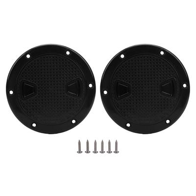 2pcs 4 Inch Round Boat Hatch with Detachable Cover Anti Slip Inspection Deck Plate Hatch for Marine Boat Yacht Black
