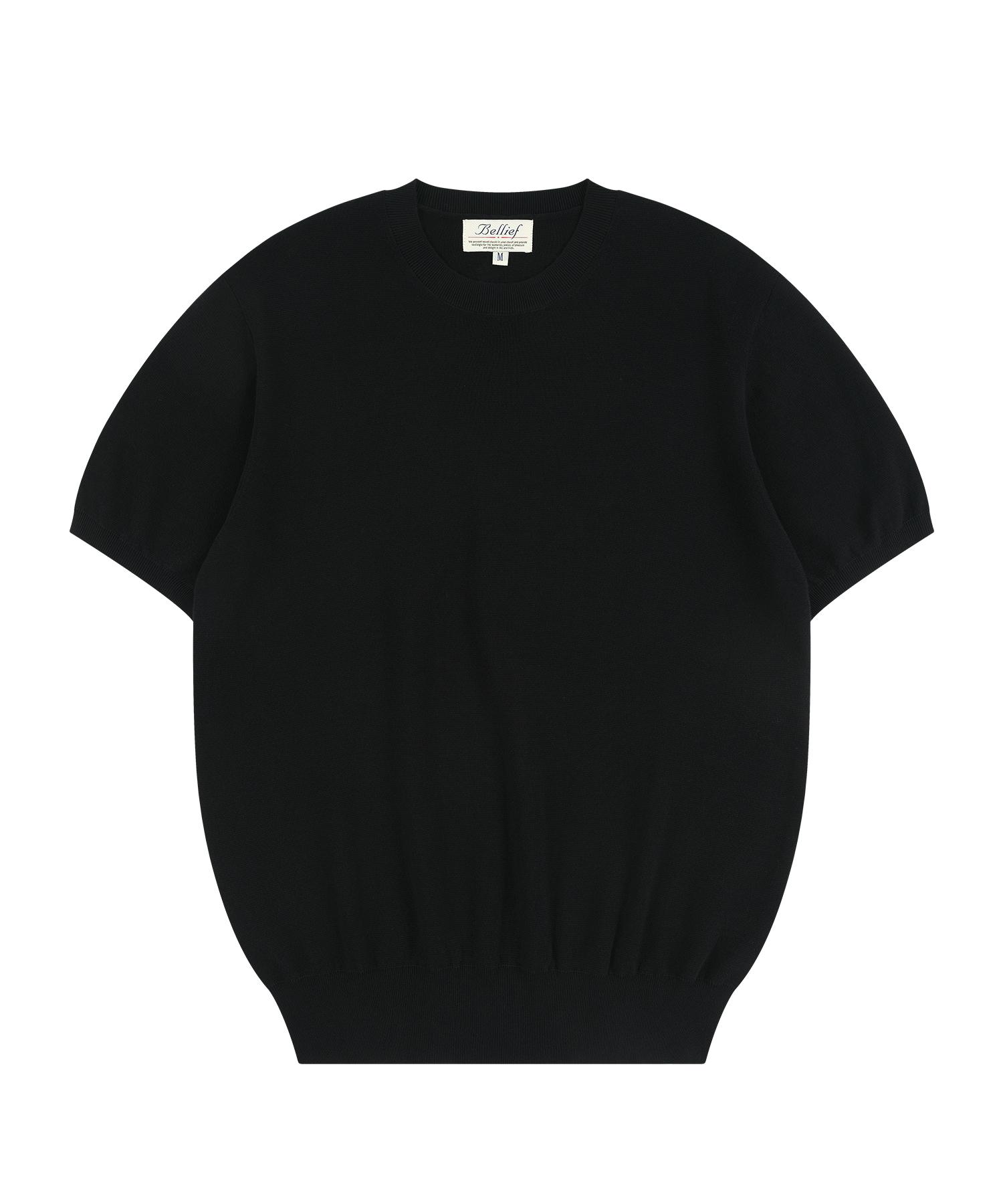 Belief Essential Comfort Short Sleeve Round Knit (Black) Black/M