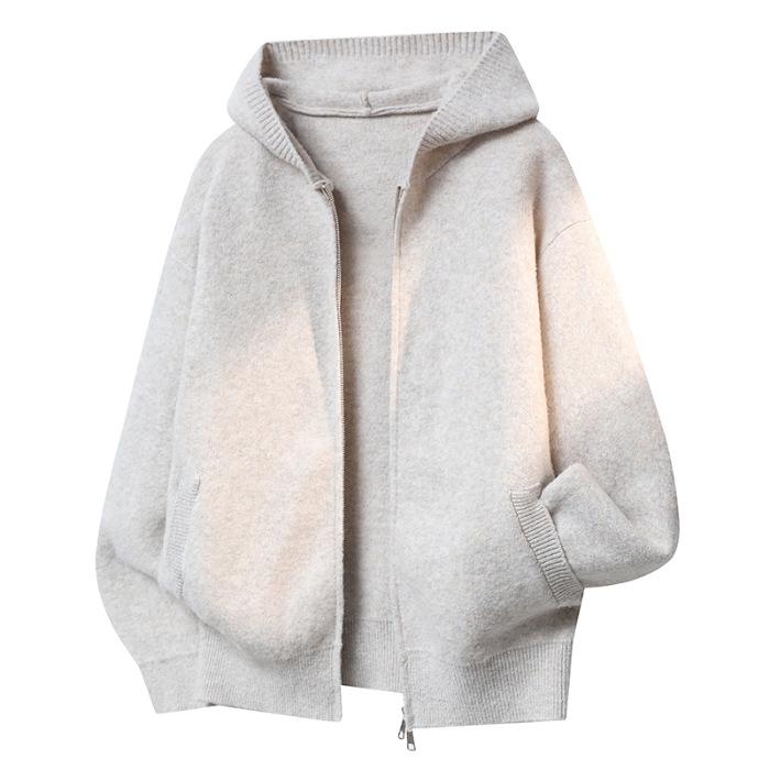 High-Quality Unisex Hooded Knit Cardigan – Warm, Thick, Casual Zipper Sweater
