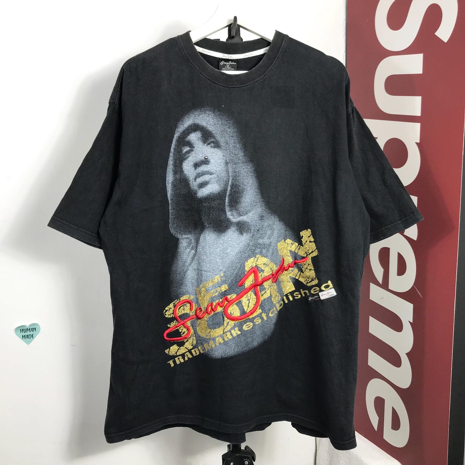 Vintage sean john raptees artist streetwear dope Sam Hyde Rip P Diddy Shirt Black Tee Sam Hyde MDE XL
