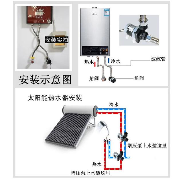 DC 12V 24V Multifunctional Brushless Water Pump IP68 1/2" DN15 - Booster Circulation Pump for Warm Air Water Heater Shower