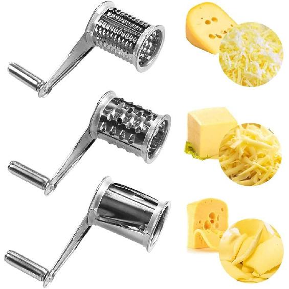 Stainless Steel Cheese Grater MultiFunction Hand Cranked Rotatable Cheese Cutter Kitchen Slicing Tool