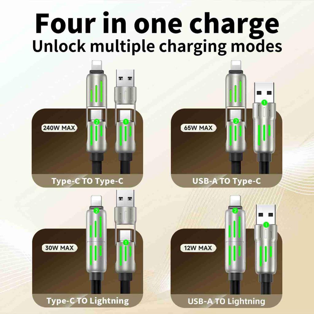 5VDC USB AM TYPE C TO TYPE C Cable 7 Colors Breathing Light USB AM TO USB C Cable 1.5m