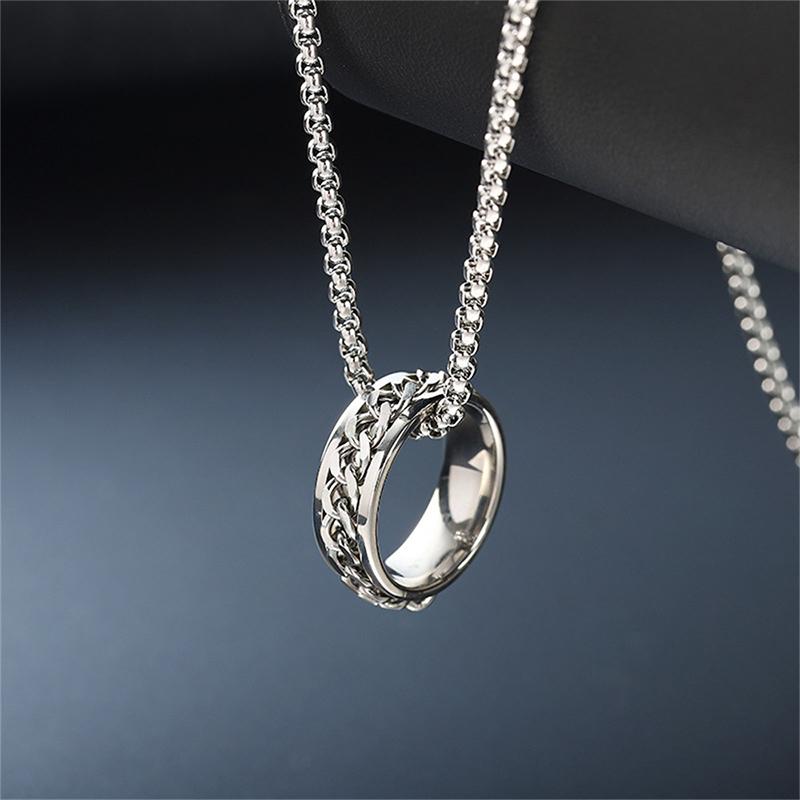 Brand All-Match Ring Necklace Dual-Use Men'S Pendant Simple Women'S Hip-Hop Personality Titanium Steel Accessories