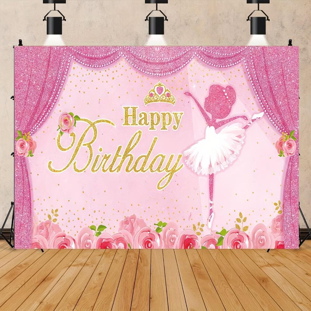 Girls ballet birthday party background,Pink Princess Ballerina theme banner,children s holiday celebration photographybackground 150x100cm