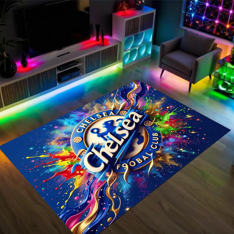 Tappeto in Velluto di Cristallo Design Chelsea FC Accogliente Non?Tappeto Stampato Antiscivolo per Camera da Letto Soggiorno Ingresso