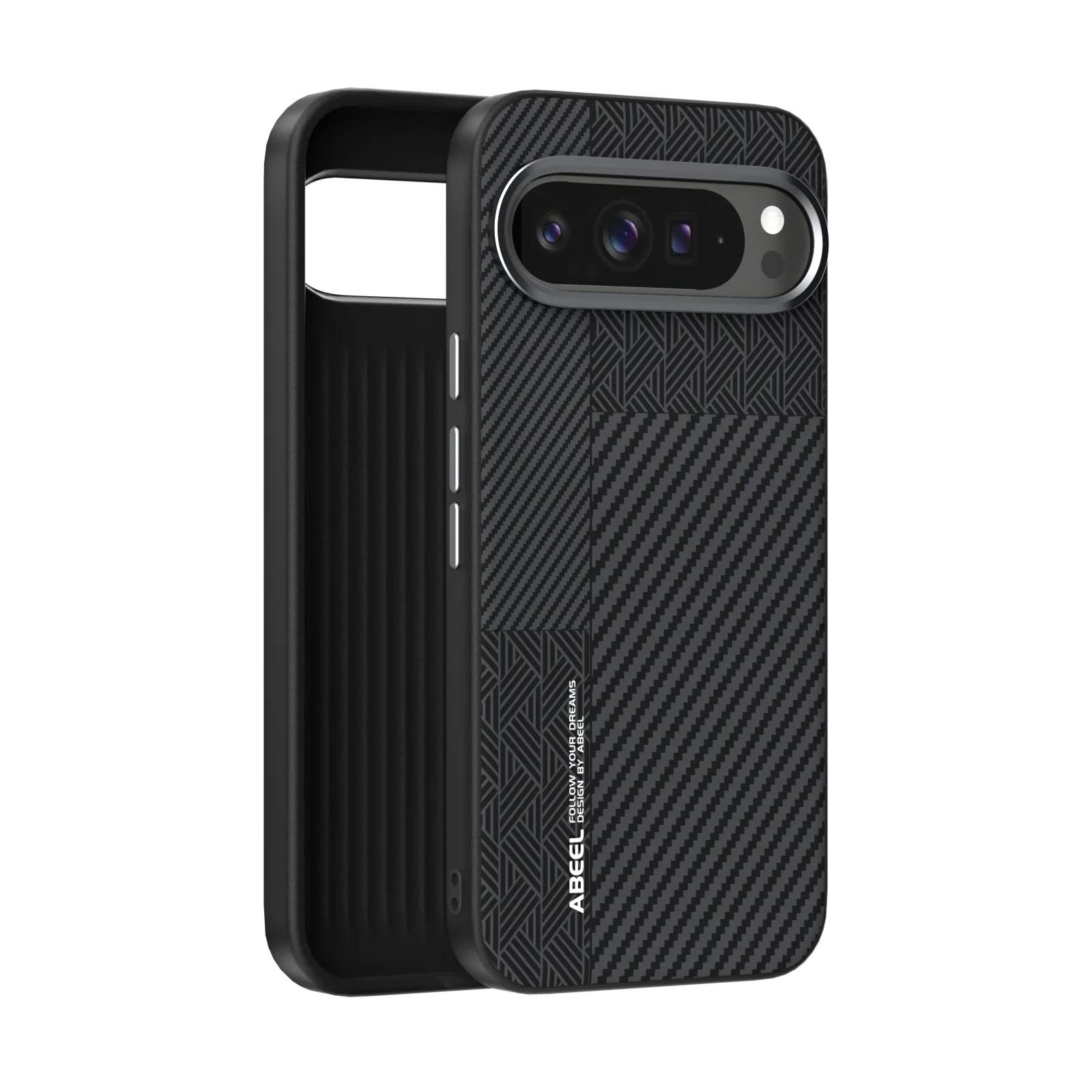 

Fashion Carbon Fiber Pattern Protective Case for Google Pixel 10 9 Pro XL Alloy Lens Magnetic Wireless Charger Shockproof Cover Google Pixel 9 Pro