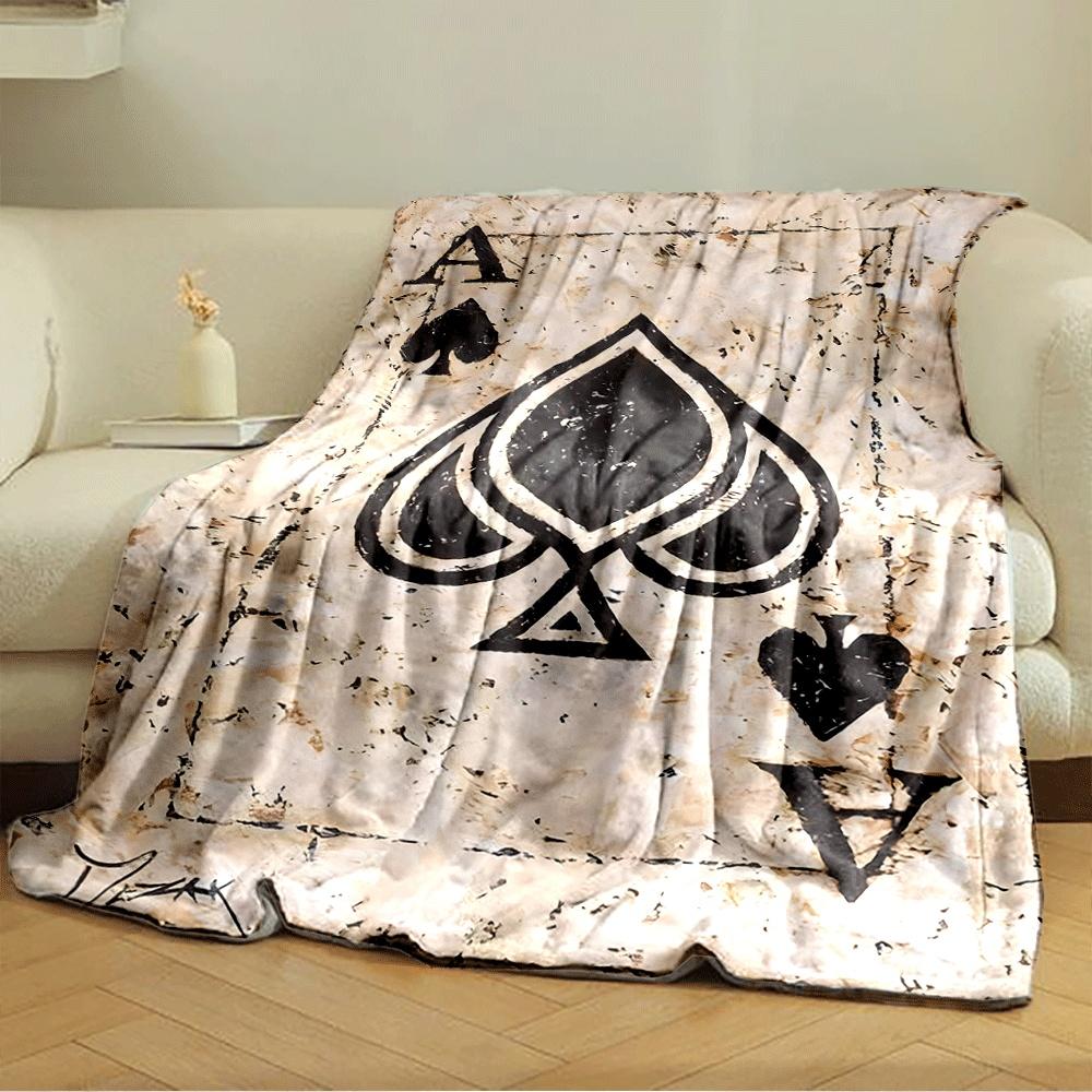 An artistic depiction of the ace of spades card with abstract details. for all seasons blanket lunch break throw gift