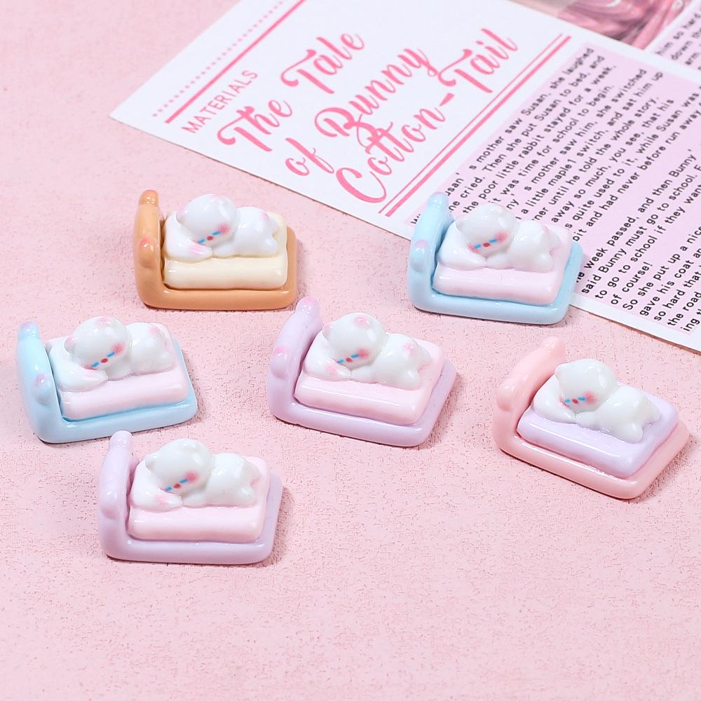 3D Lying Cat DIY Hair Clip Kit - Cream Glue & Resin Accessories