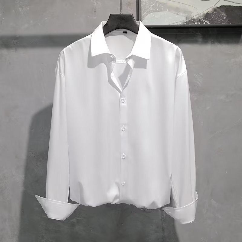 Men's Casual Loose-Fit Long-Sleeve Shirt - Trendy Korean Style for Spring & Autumn