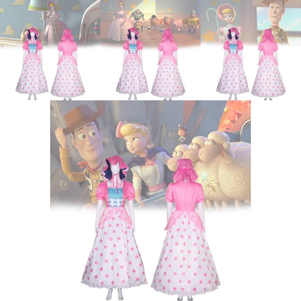 Bo Peep Pink Dress Premium Cosplay Costume For Halloween And Performances