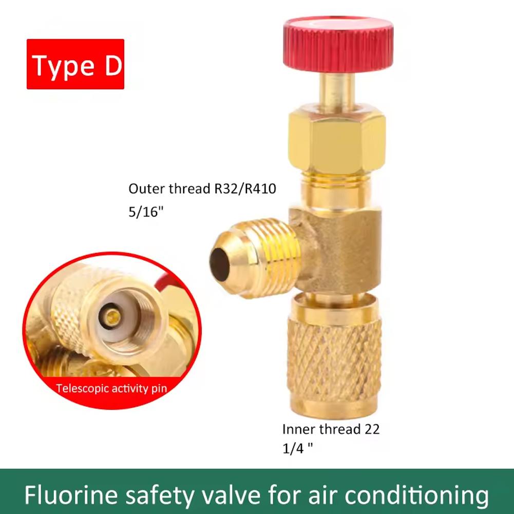 Refrigeration Charging Valve Air Conditioning Adapter for R410A R22 1/4" Liquid Safety Liquid Valve Hose R22 Copper Adapter Hand