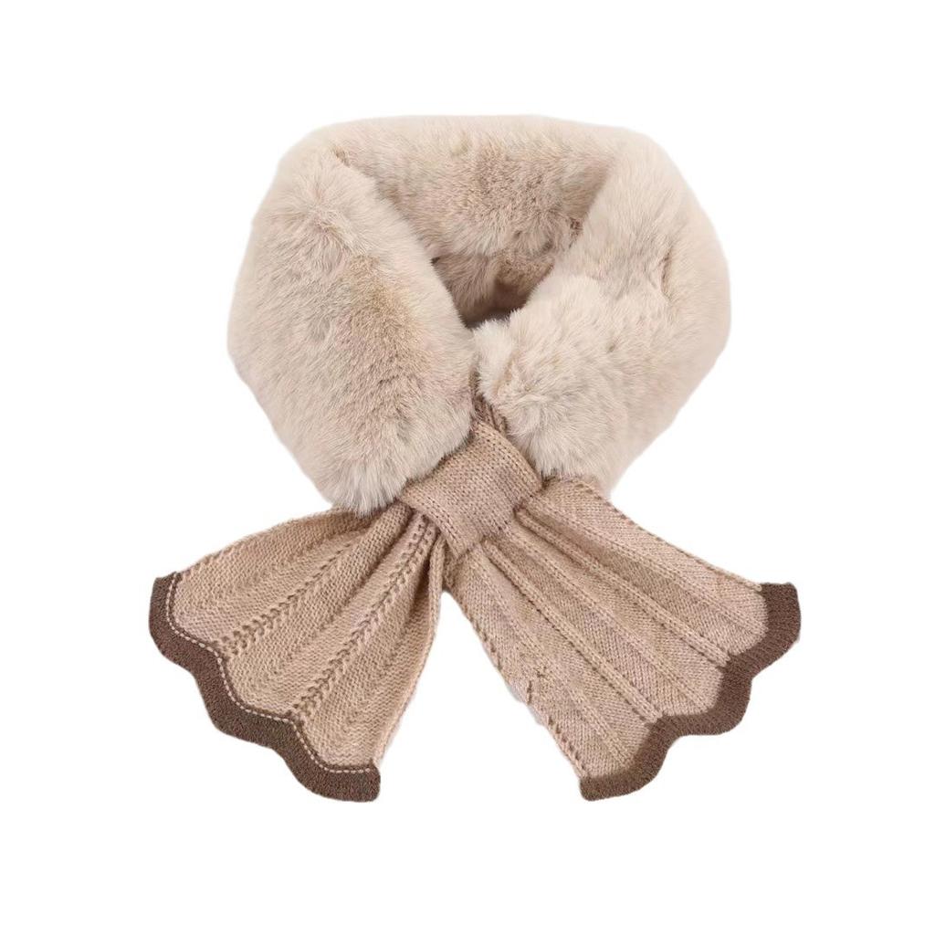 Furry Scarf for Women In Autumn and Winter All Match Korean Style Thickened Warm Knitted Rex Rabbit Plush Cross Cervical Spine Fur Collar