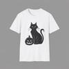 Black Cat with Jack-o'-Lantern T-Shirt and Kids Tshirt | Halloween Cat Shirt and Kids Tshirt