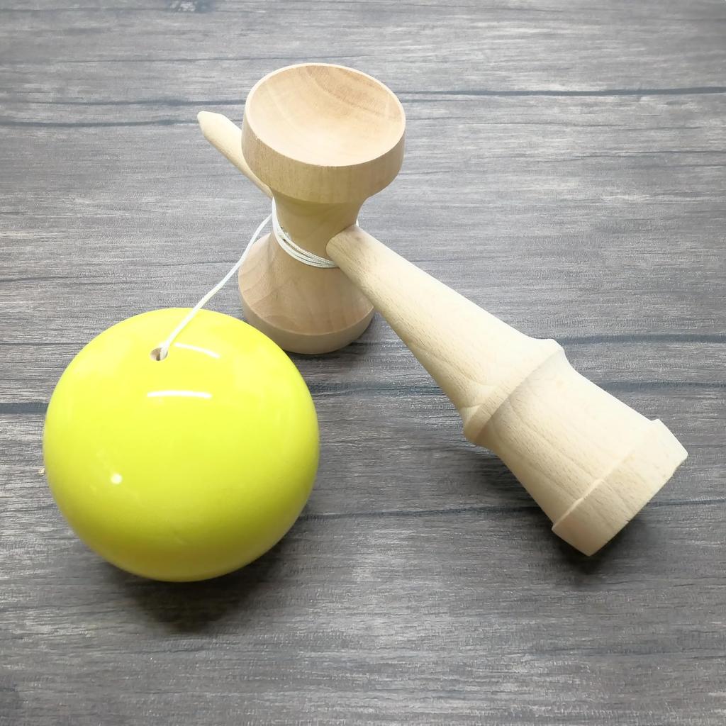 Jumbo Kendama Large Light Pastel Performance Kendama for (Japanese Cup-and-Dama) - 24cm, Yellow, Wooden, Color, Display, Adults, HB-630