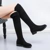 Plus Size Women's Long Tube Boots Autumn/Winter New Elastic Slimming Boots Flat Bottom Fleece-Lined High Tube Boots Woman Shoes