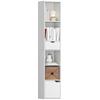 4-Tier Open Bookcase with Cabinet and Drawer. 30x24x158cm. White Wood
