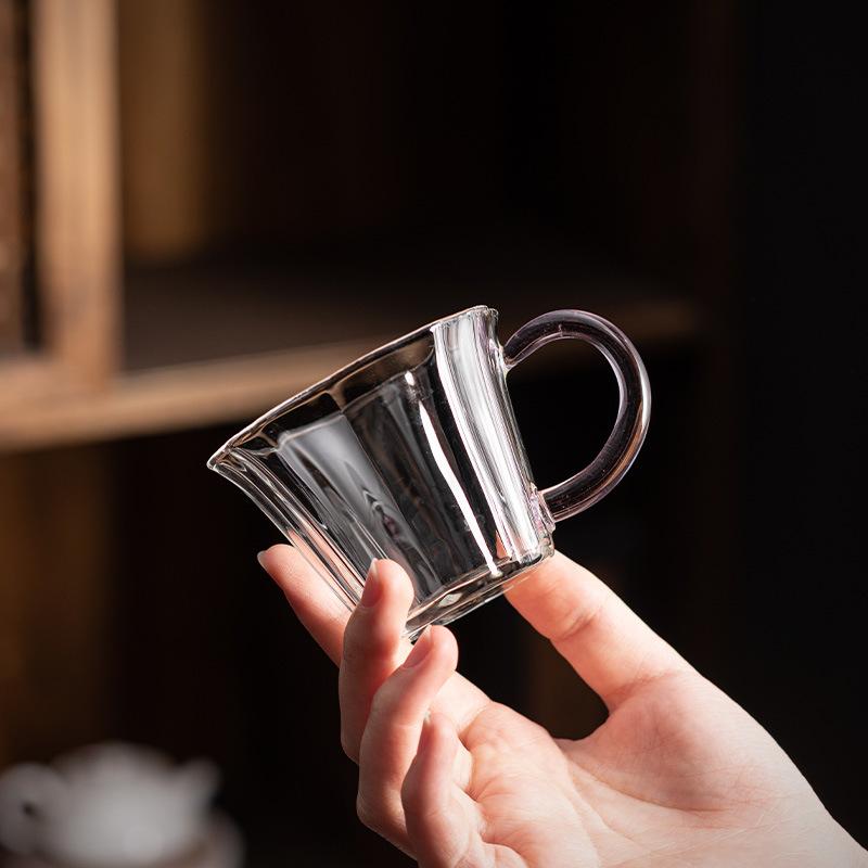 Japanese Style Heat-resistant Glass Tea Cups with Handle Household Transparent Small Capacity Kung Fu Single Cup Tea Ceremony