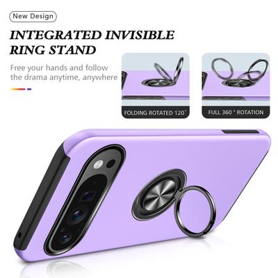 For Google Pixel 9/Pixel 9 Pro Case Anti-Scratch PC+TPU Protective Cover with Rotary Kickstand