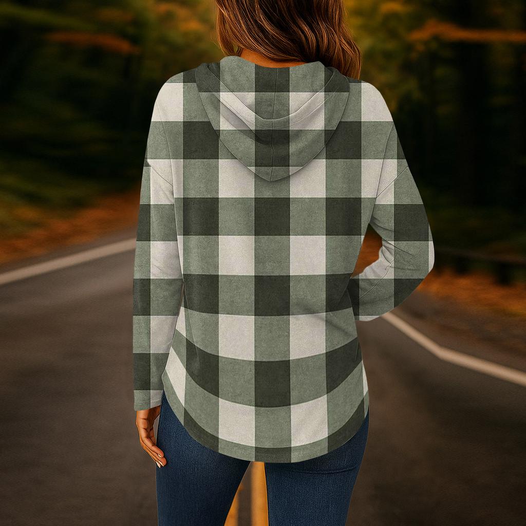 Damenmode Kapuzenpullover V-Ausschnitt Langarm Geblümter Kordelzug Lässig Locker Pullover Tops