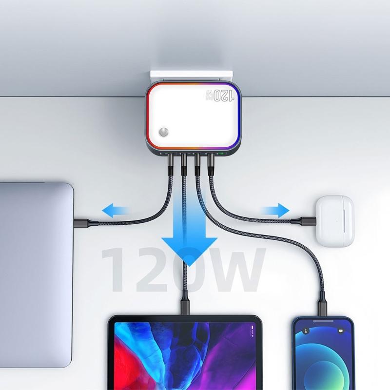 Various Port 120W Charging Station 5C1A Desktop Charging Intelligent Power Distribution Fast Charging Adapter