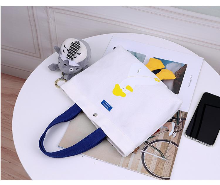 Japan And Korea Cute Duck And Duck Canvas Bag Casual Handbag Student Bag Shoulder Portable Tote Storage Bag