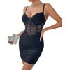 INS Style Lace-Trimmed Semi-Sheer Slim Fit Boned Bodycon Camisole Dress