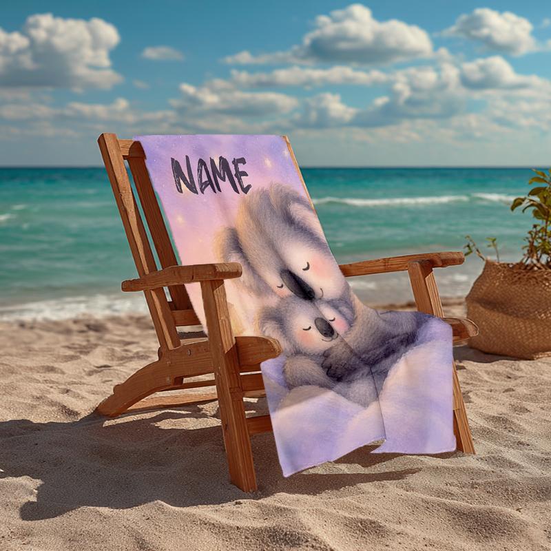 Personalisierbares Ultra-Weiches Strandtuch mit Koala-Motiv, Ideal für Pool - Camping, Tauchen - Perfekter Reisebegleiter, Lebendiges Strandtuch.