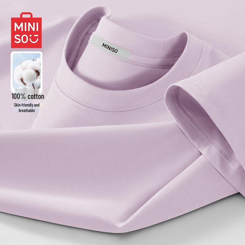 MINISO Men s Casual Round Neck Pure Cotton T-Shirt M