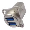 USB 3.0 Socket Dual USB A Port Female To Female Coupler Socket D Type Panel Mount Connector for