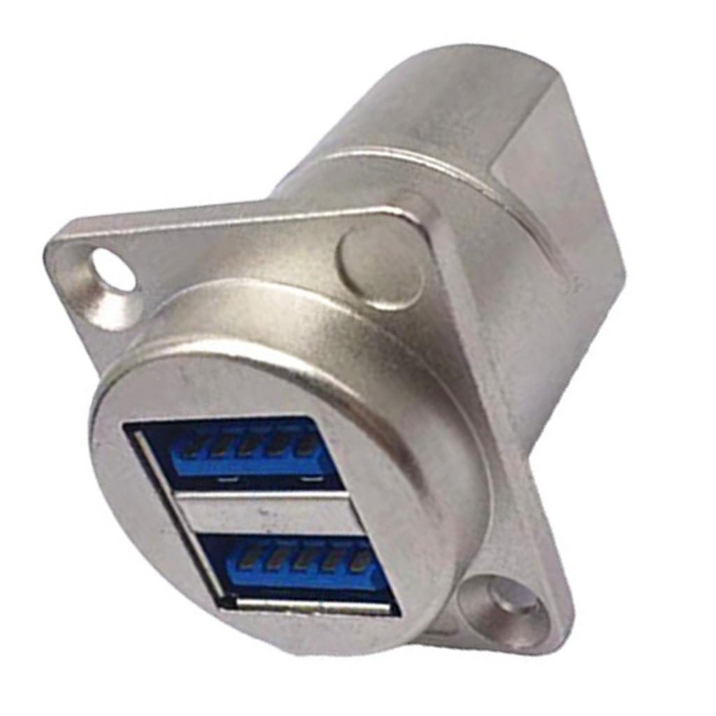 USB 3.0 Socket Dual USB A Port Female To Female Coupler Socket D Type Panel Mount Connector for