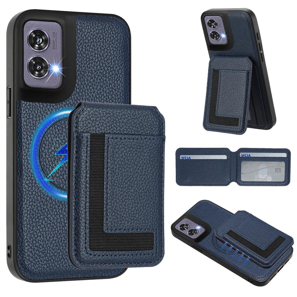 Pro Motorola Edge 50 Fusion 5G Magnetické pouzdro TPU+PU kůže Kryt na zadní stranu telefonu s odnímatelným držákem na karty