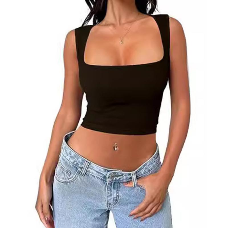 Women's Sexy Slim Fit Tank Tops - Summer Black Sleeveless Camisole Y2K Streetwear Fashion Casual Basic Stretchy Cami Top Breathable Lady Clothing