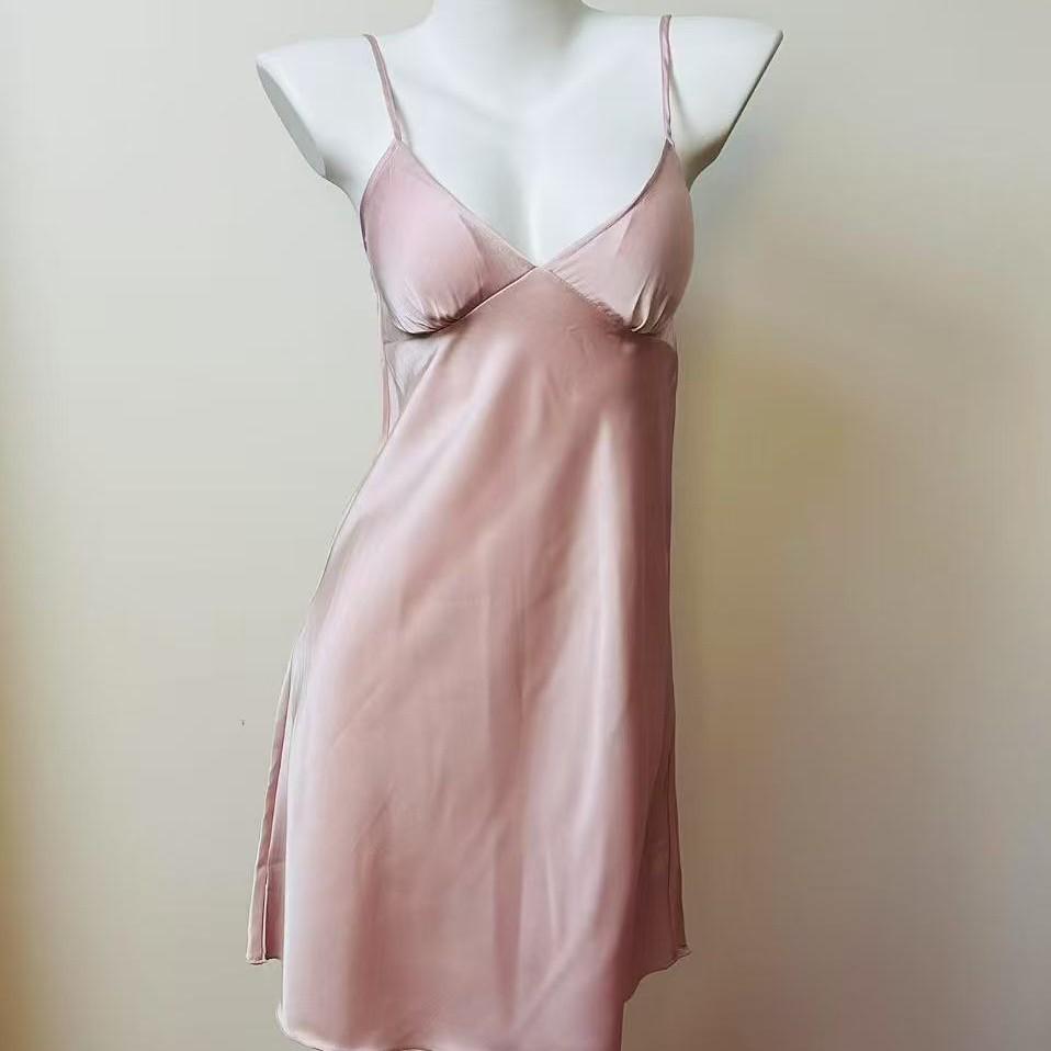 

Женская ночная сорочка из атласа, шифона и шелка с регулируемыми бретелями и нагрудными подушечками XXL розовый
