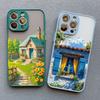 Hand Painted House scenery Phone Case For iPhone 13 12 11 Pro Max Mini 15 14 7 8 Plus Pro Max SE2 X XR XS Shockproof Matte Cover