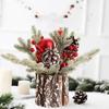 Flocking Mini Christmas Tree with Pine Cone Berry Merry Christmas Decorations  New Year Gifts