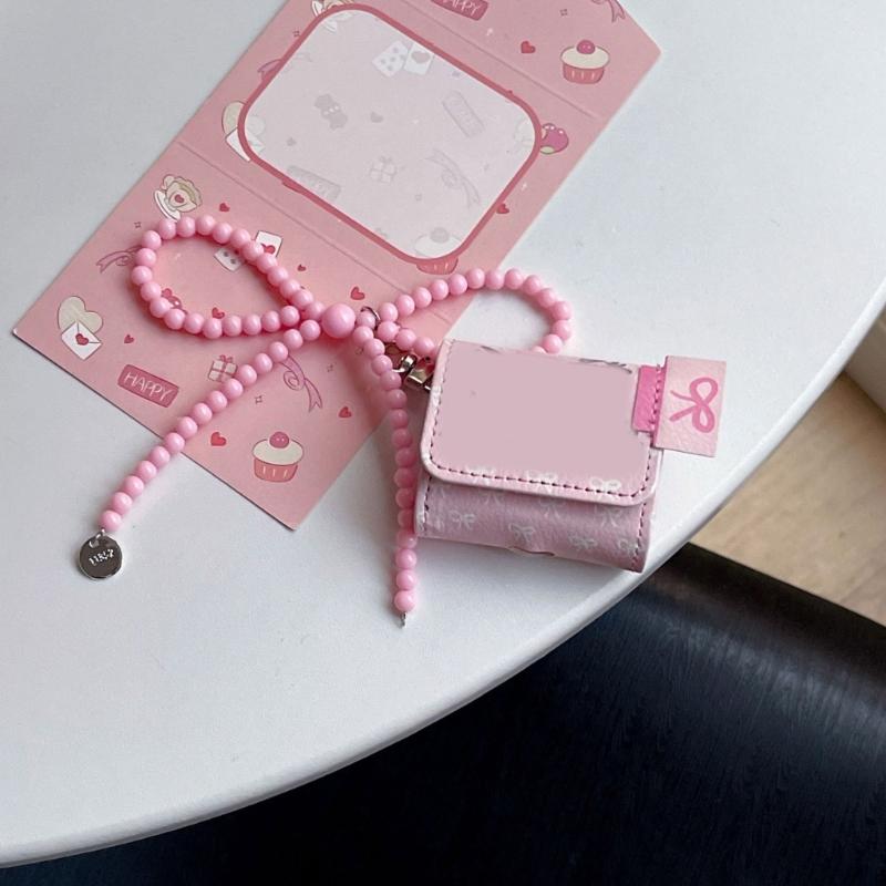 Fashion Pearl Beaded Bowknot Keychain Pendant Sweet Cool Decorations Keyring Charm for Purse Bag Backpack Handbag