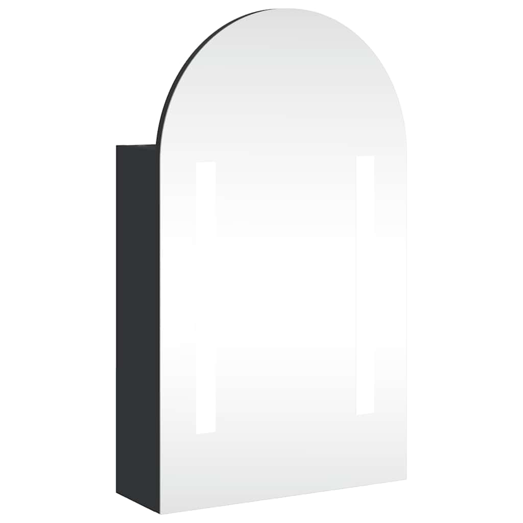 LED Lit Curved Mirror Cabinet in Black 42 x 13 x 70 cm
